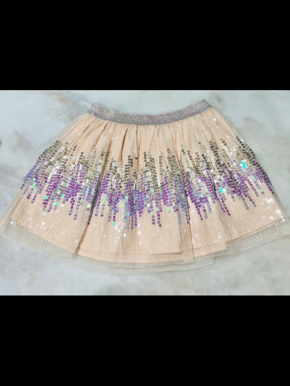 Cat & Jack Cream Tulle Skirt with Purple and Silver Sequins